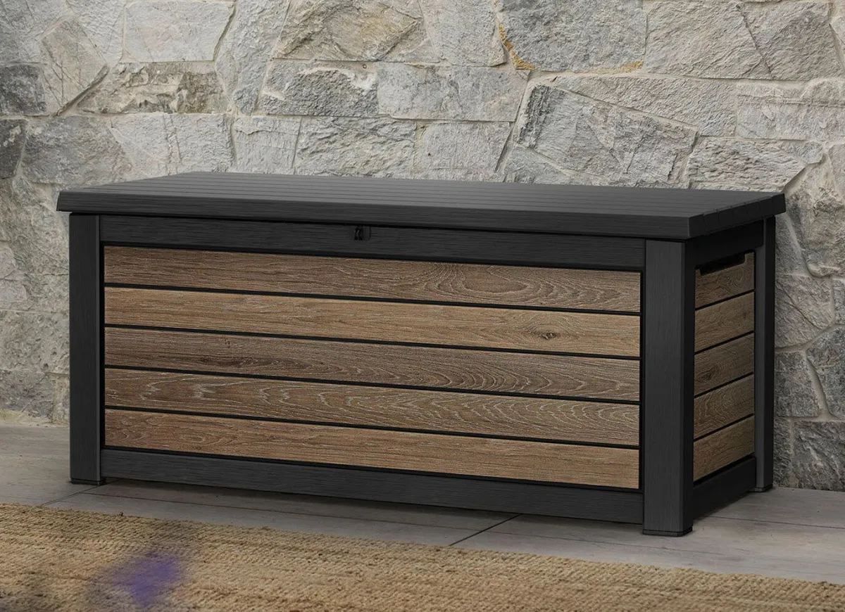 Discount BADER Kissenbox in trendiger Holzoptik SCHWARZ-BRAUN