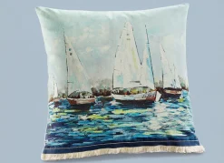 Discount BADER Kissenhüllen mit den bildhübschen maritimen Dessins WEISS-BLAU