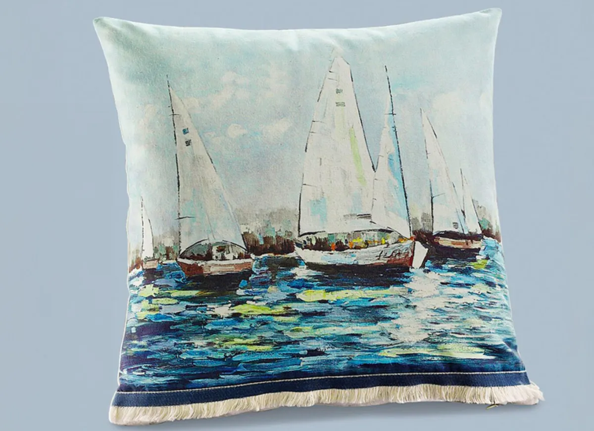 Discount BADER Kissenhüllen mit den bildhübschen maritimen Dessins WEISS-BLAU