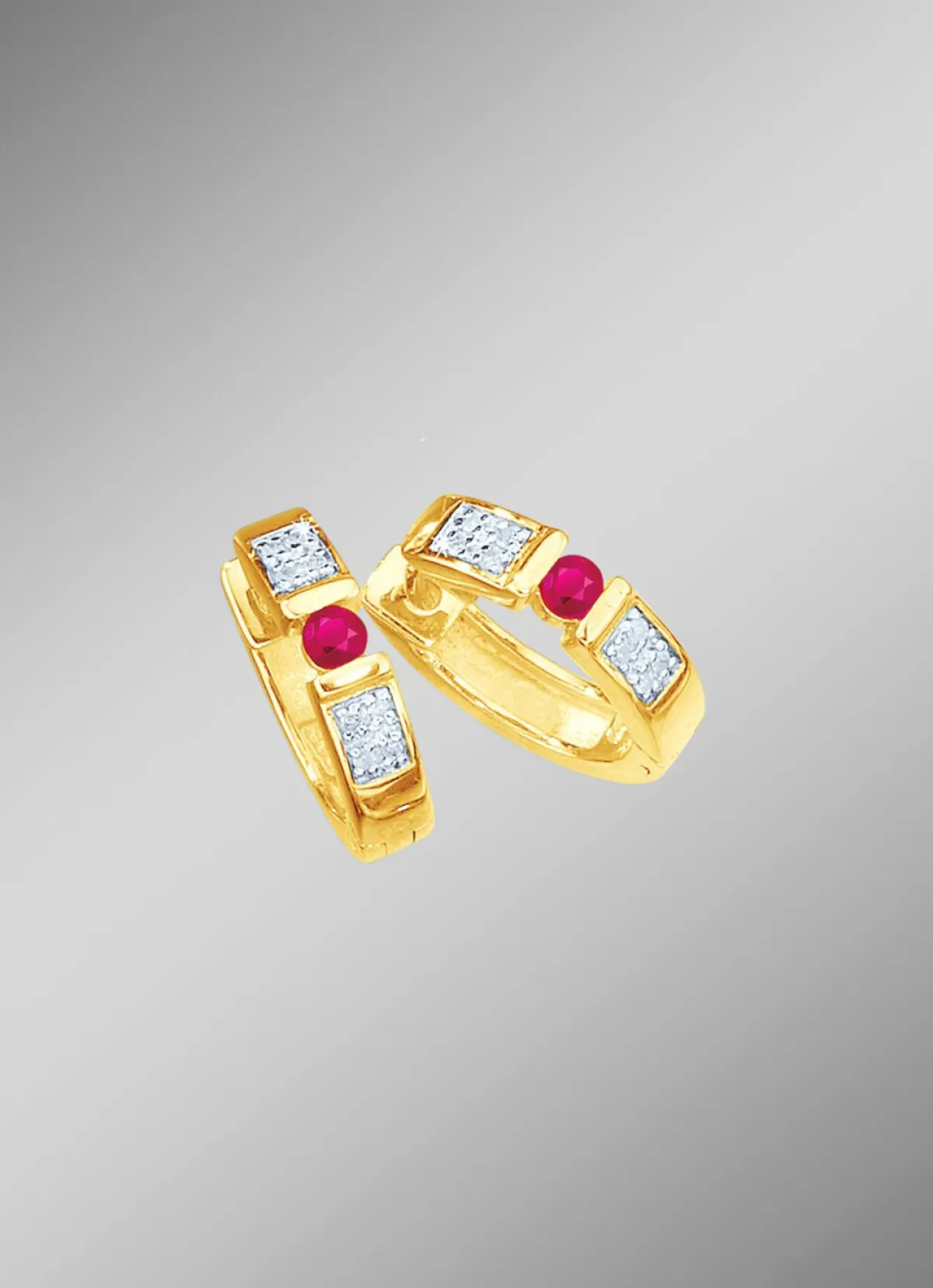 New BADER Klappcreolen mit Rubin und Diamanten