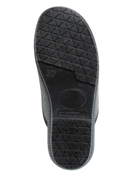 Discount BADER Klassische Damen-Hausschuhe, Weite H, im Textil-Materialmix SCHWARZ-GRAU