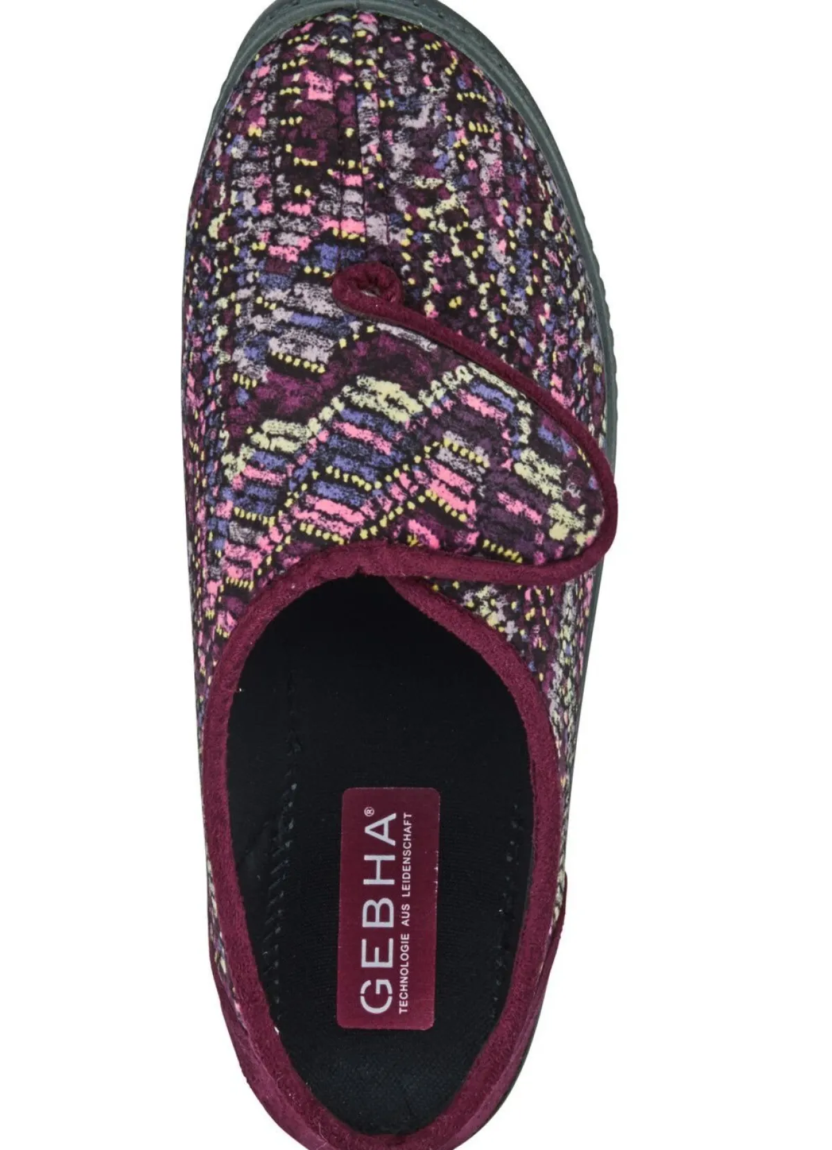 Online BADER Klassische Damen-Hausschuhe, Weite H, mit Klettverschluss BORDEAUX-MULTICOLOR