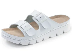 Sale BADER Klassische Damen-Pantoletten, mit verstellbaren Schließen WEISS