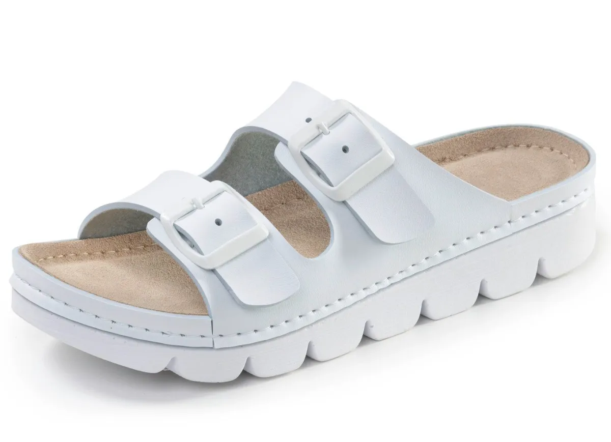 Sale BADER Klassische Damen-Pantoletten, mit verstellbaren Schließen WEISS
