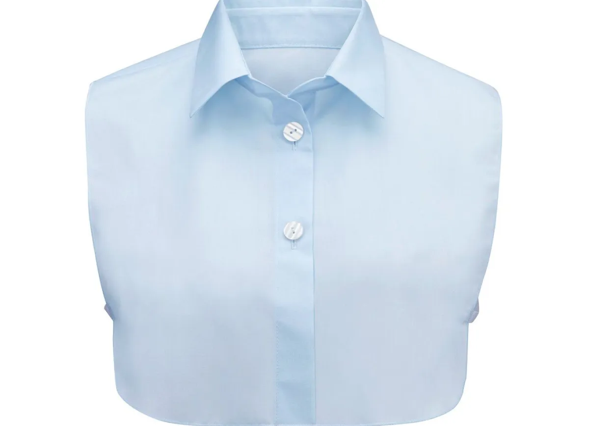 Clearance KLAUS MODELLE MADE IN GERMANY Klaus Modelle, Damen-Blusenkragen, aus feinem Popeline HELLBLAU
