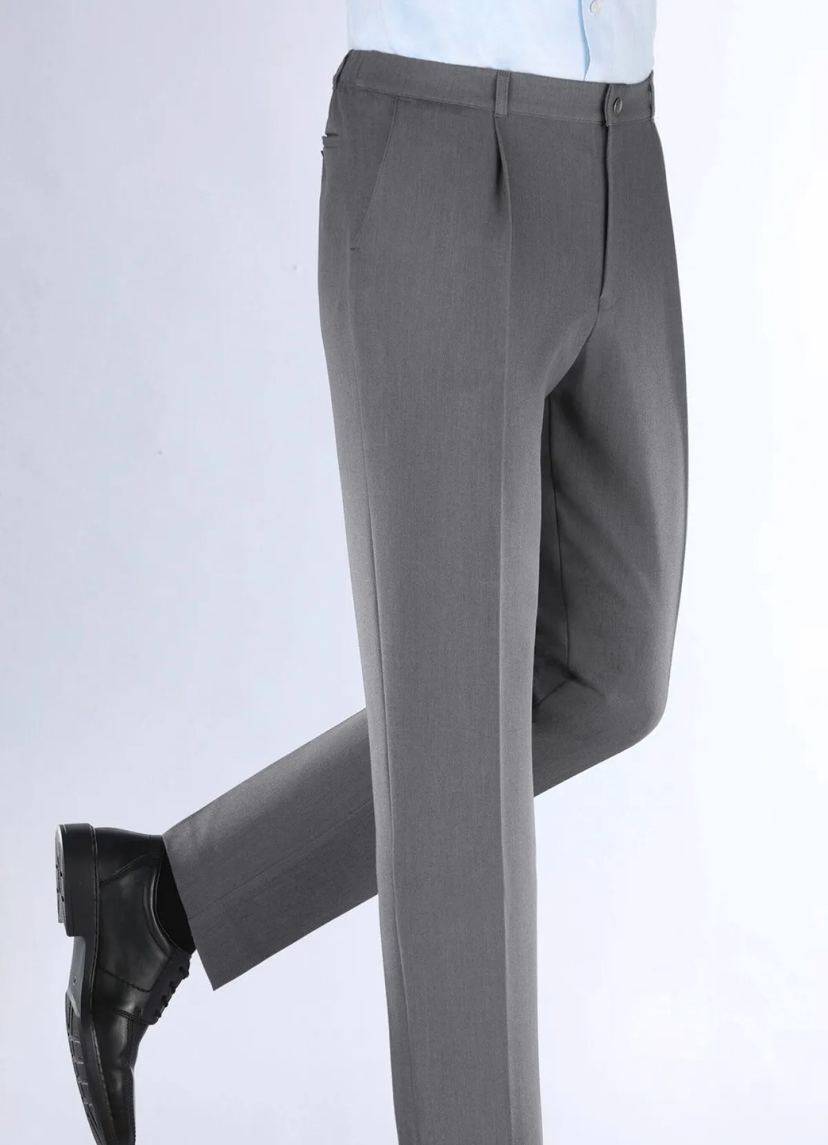 Clearance BADER "Klaus Modelle"-Hose mit Bundfalten in 3 Farben MITTELGRAU MELIERT