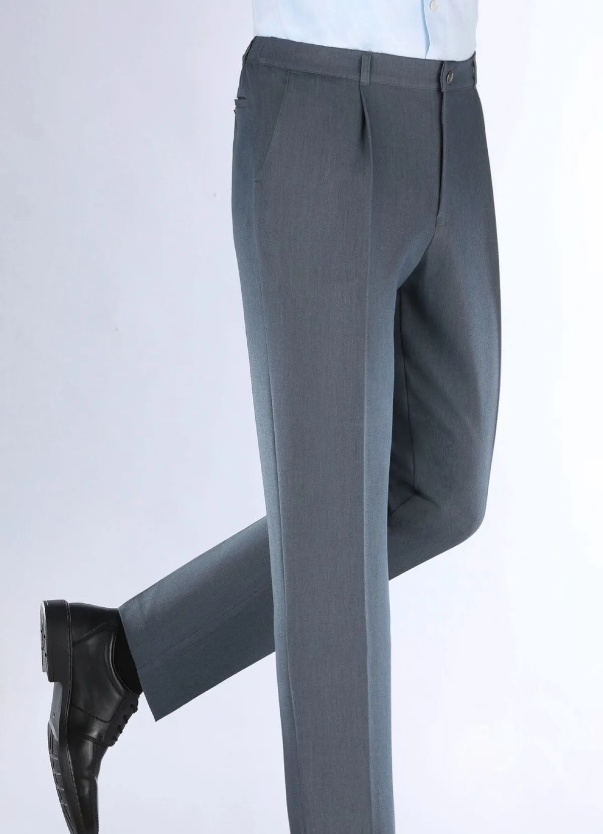 BADER "Klaus Modelle"-Hose mit Bundfalten in 3 Farben RAUCHBLAU MELIERT