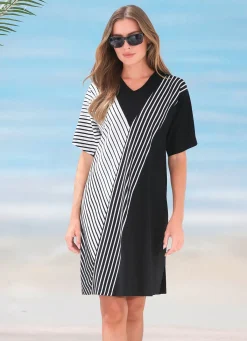 Outlet BADER Kleid SCHWARZ-WEISS