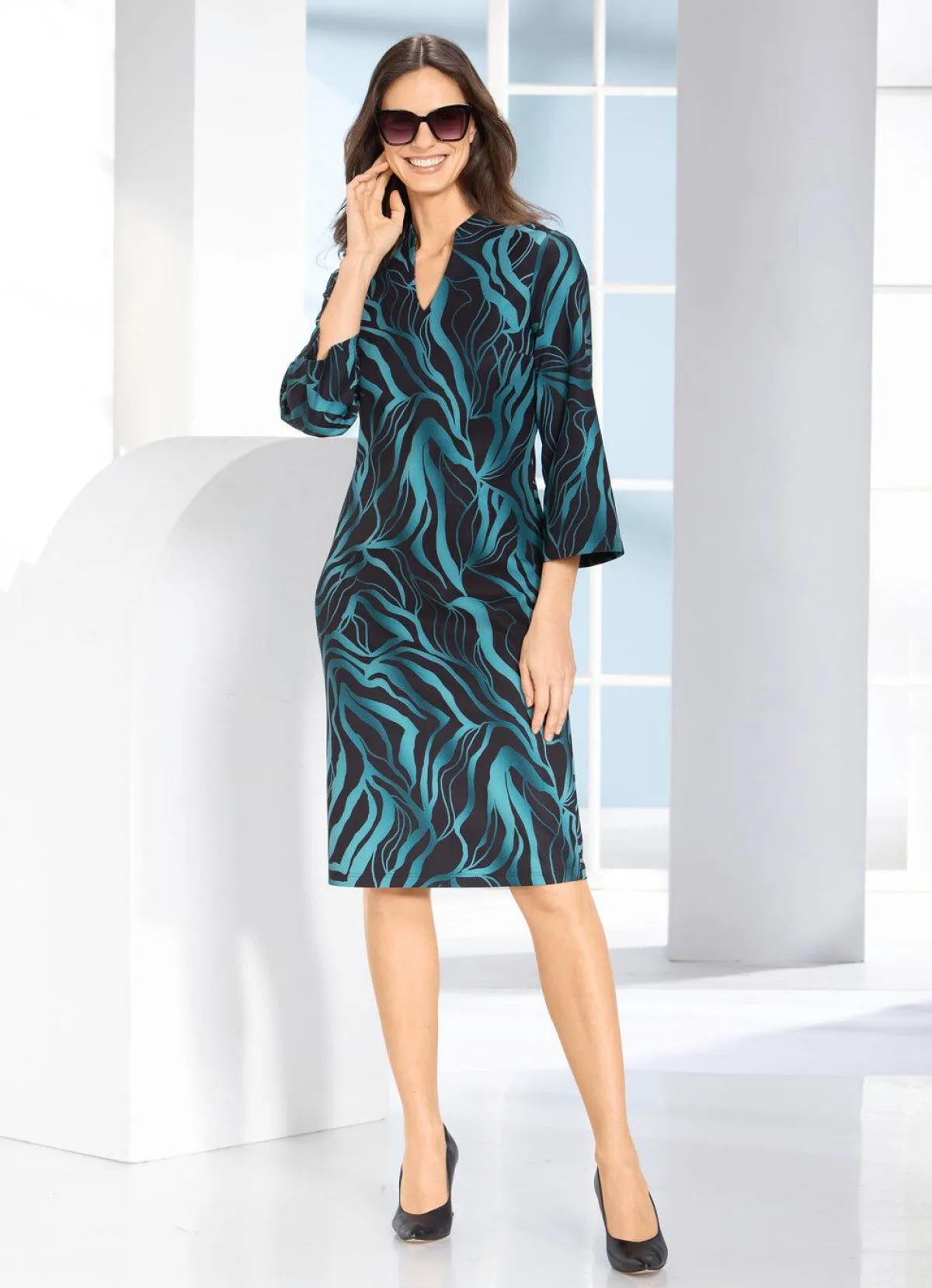 Hot KLAUS MODELLE MADE IN GERMANY Kleid - Made in Germany PETROL-SCHWARZ
