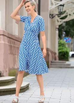 Discount BADER Kleid in raffinierter Wickeloptik ROYALBLAU-WEISS
