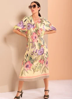 New BADER Kleid in Schlupfform ZITRONE-FLIEDER-LACHS-BUNT