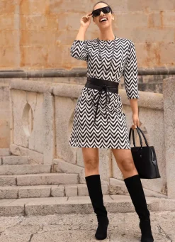 New BADER Kleid in Schlupfform SCHWARZ-ECRU