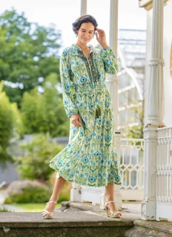 Discount laurakent Kleid in Schlupfform ECRU-OLIV-TÜRKIS-BUNT
