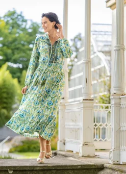 Discount laurakent Kleid in Schlupfform ECRU-OLIV-TÜRKIS-BUNT