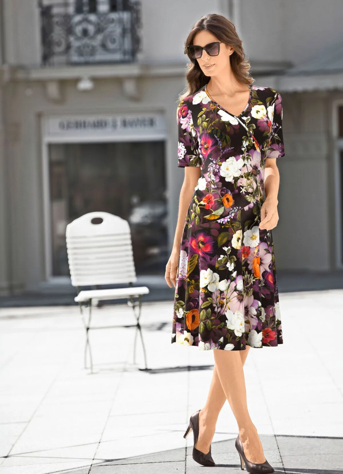 KLAUS MODELLE MADE IN GERMANY Kleid in Wickeloptik AUBERGINE-BUNT