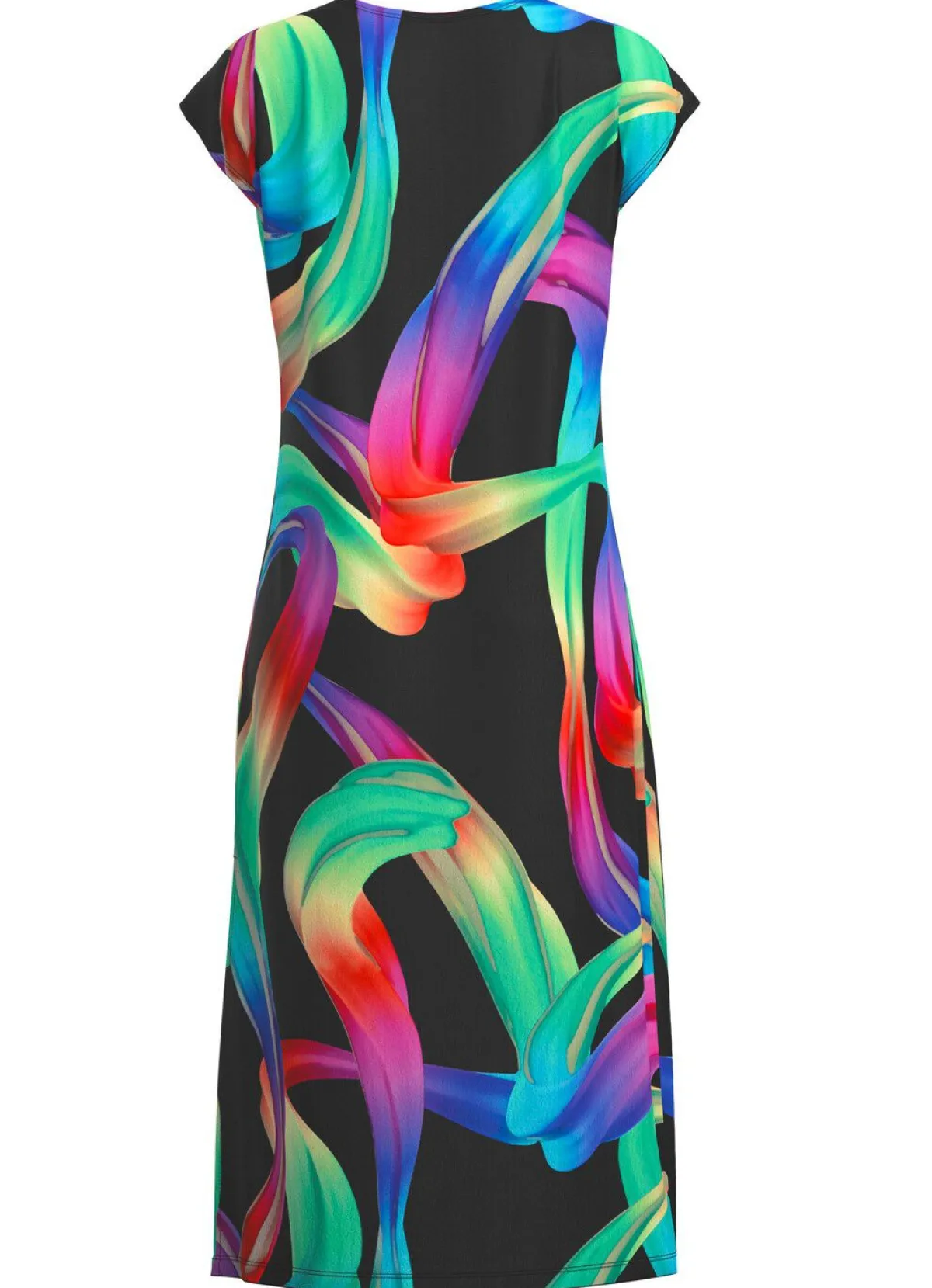 Outlet KLAUS MODELLE MADE IN GERMANY Kleid mit farbbrillantem Druckdessin SCHWARZ-BUNT