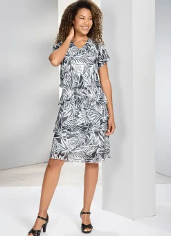 Best BADER Kleid mit Floral-Dessin SCHWARZ-ECRU
