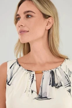 Tizia Kleid mit Gehschlitz ECRU-SCHWARZ-GRAU