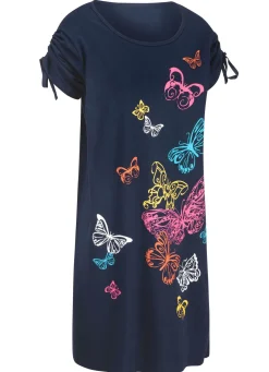 BADER Kleid mit platziertem Druckdessin und raffbaren Ärmeln MARINE-BUNT