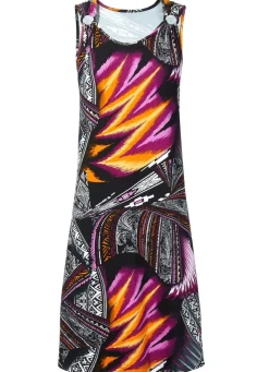 Hot BADER Kleid mit Zierringen an den breiten Trägern SCHWARZ-WEISS-BUNT