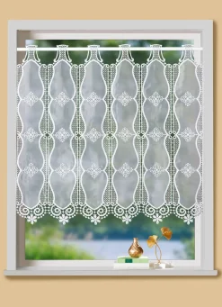 BADER Kleinfenster-Store mit Macramé-Abschluss WEISS
