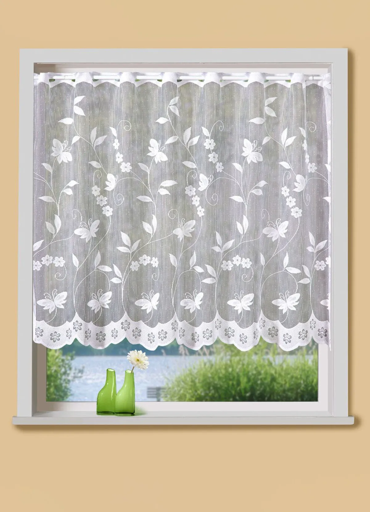 Discount BADER Kleinfenster-Store mit Stangendurchzug WEISS