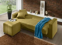 BADER Klick-Klack-Sofa mit Hocker und Dekokissen GRÜN