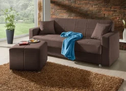 Discount BADER Klick-Klack-Sofa mit Hocker und Dekokissen DUNKELBRAUN