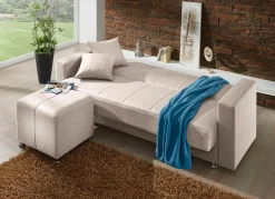 New BADER Klick-Klack-Sofa mit Hocker und Dekokissen BEIGE