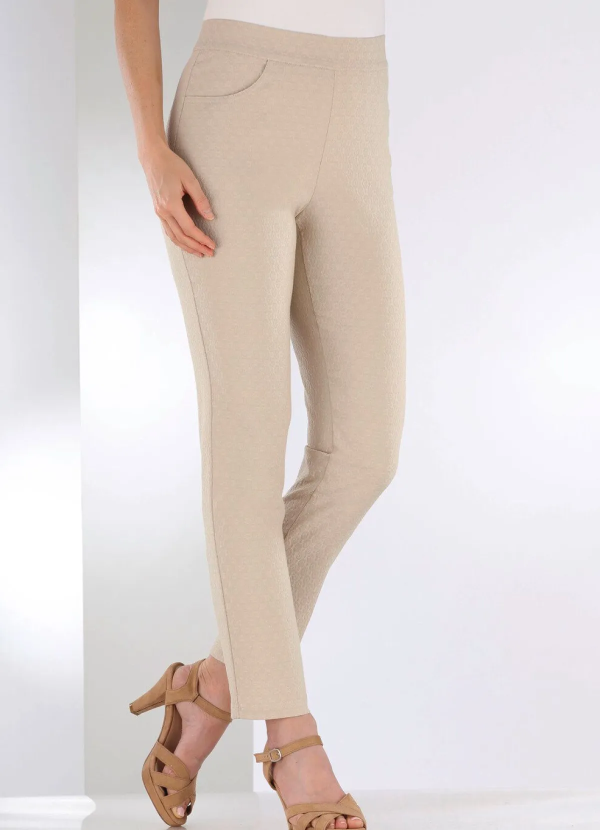 Sale KLAUS MODELLE MADE IN GERMANY Knöchellange Hose in bequemer Schlupfform BEIGE