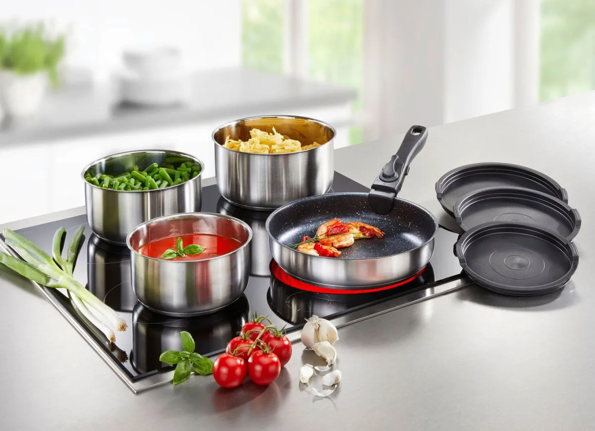 Sale BADER Kochgeschirr-Set aus rostfreiem , 8-teilig EDELSTAHL
