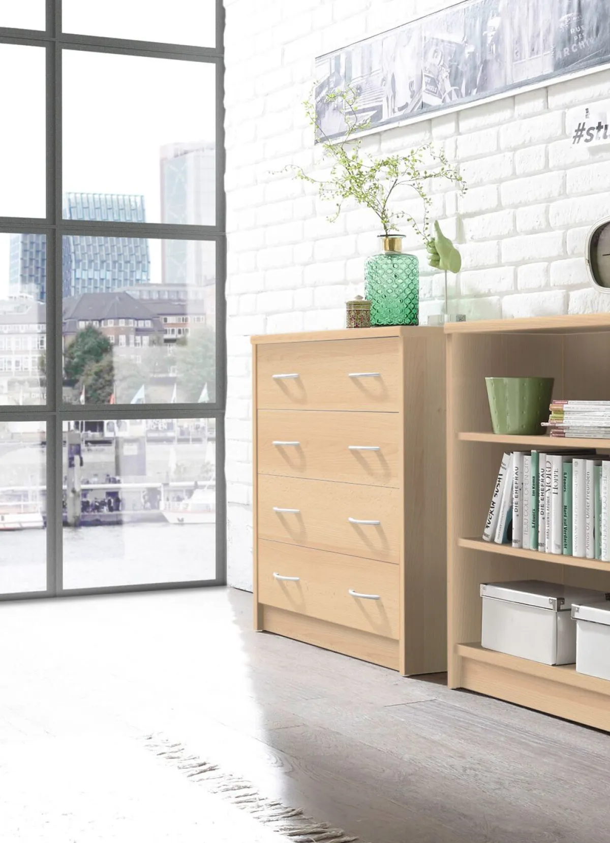 Discount BADER Kombifreundlichen Kommode mit 4 Schubladen BUCHE