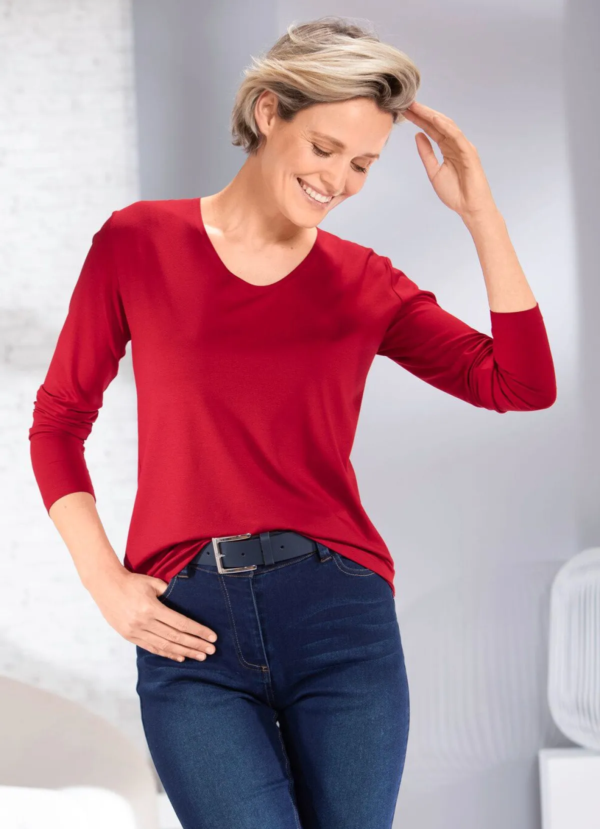 Sale KLAUS MODELLE MADE IN GERMANY Kombifreundliches Shirt in 3 Farben ROT