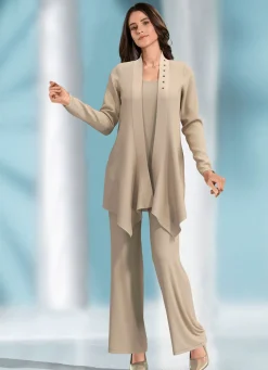 Discount KLAUS MODELLE MADE IN GERMANY Kombination, 3-tlg. mit Verzierung am Kragen SAND
