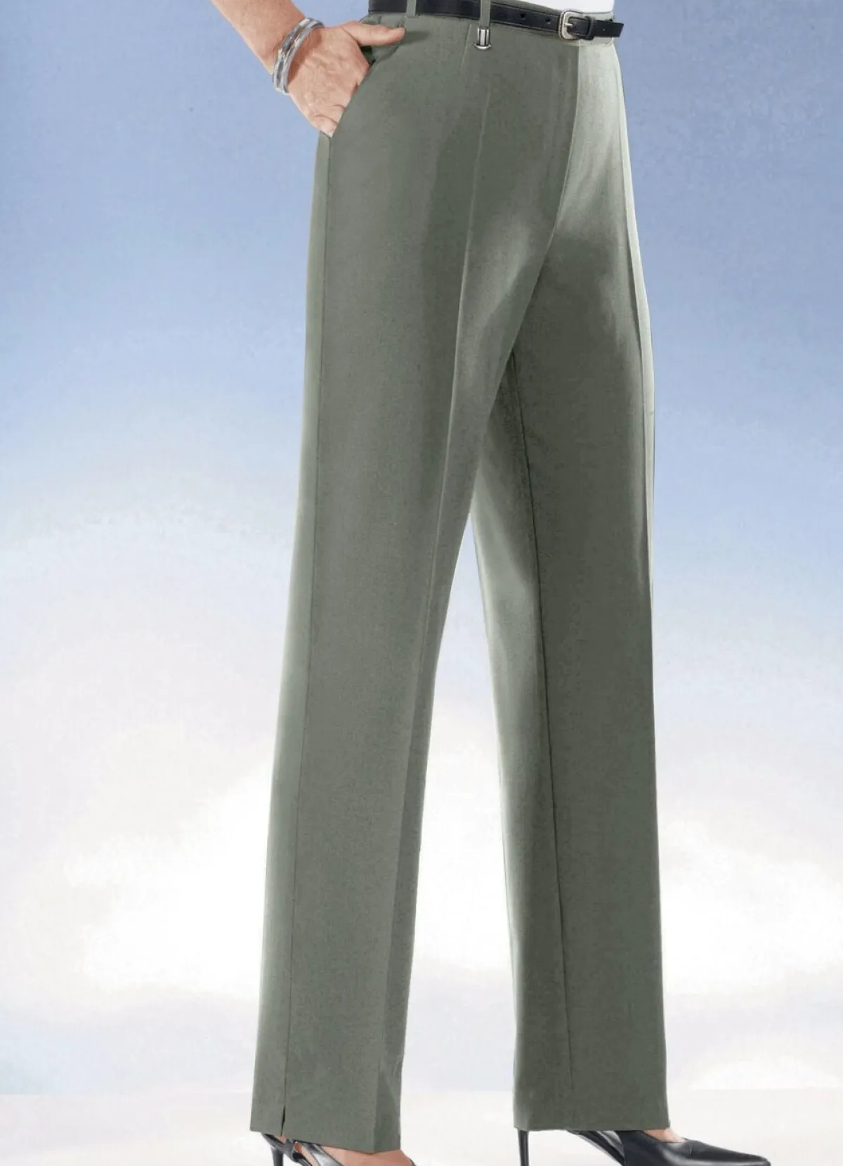 Sale KLAUS MODELLE MADE IN GERMANY Komforthose mit Dehnbundeinsätzen in 6 Farben OLIV MELIERT