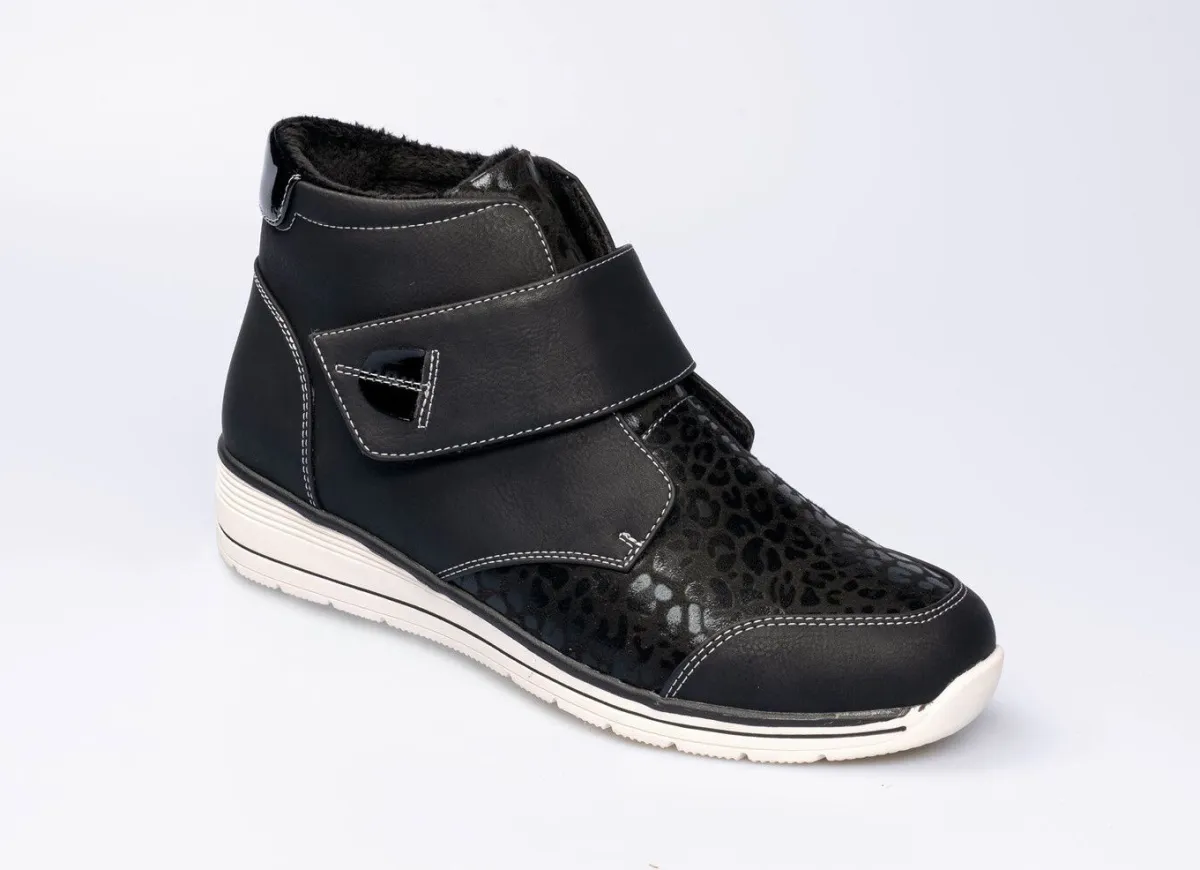 Best BADER Komfort-Stiefelette im angesagten Leo-Look SCHWARZ