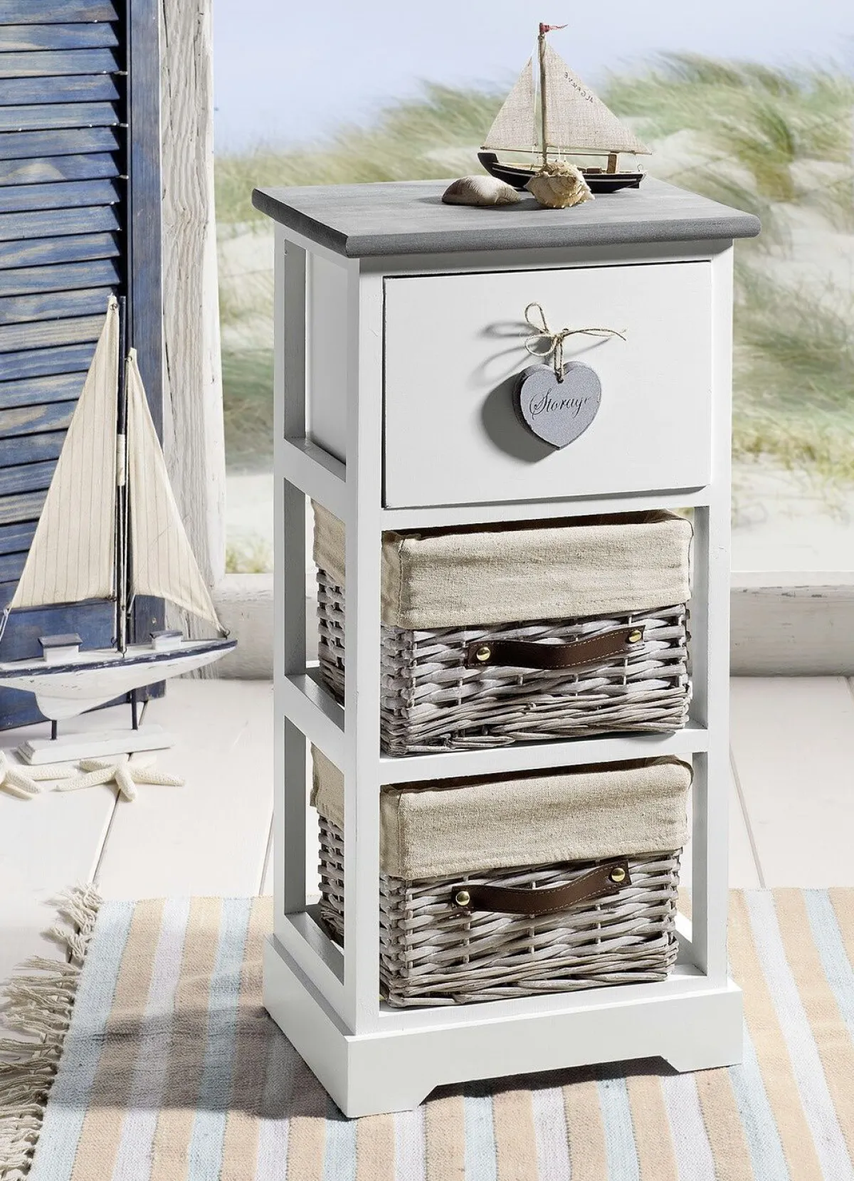 Best BADER Kommode aus massivem Holz ANTIK-CREME