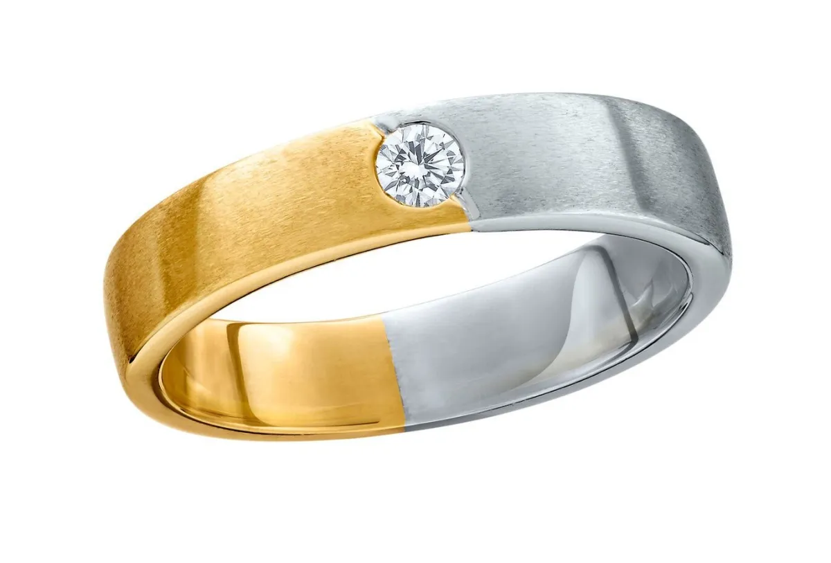 New BADER Kostbarer Damenring aus Platin und Gelbgold