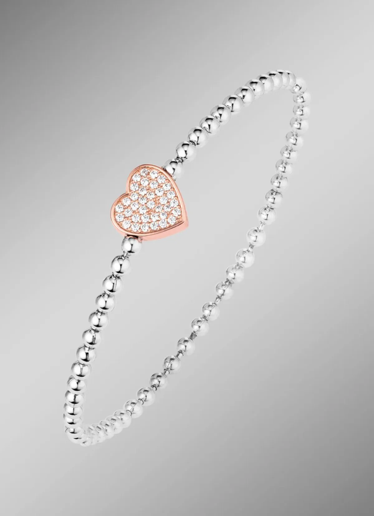 Hot BADER Kugelketten-Armband aus Silber 925/- fein mit Zirkonia-Herz
