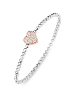 Hot BADER Kugelketten-Armband aus Silber 925/- fein mit Zirkonia-Herz