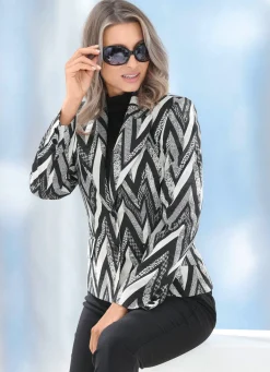 New BADER Kurzblazer mit extravagantem Dessin SCHWARZ-ECRU-GRAU