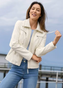 Hot BADER Kurzjacke aus Nappaleder-Imitat NATURWEISS