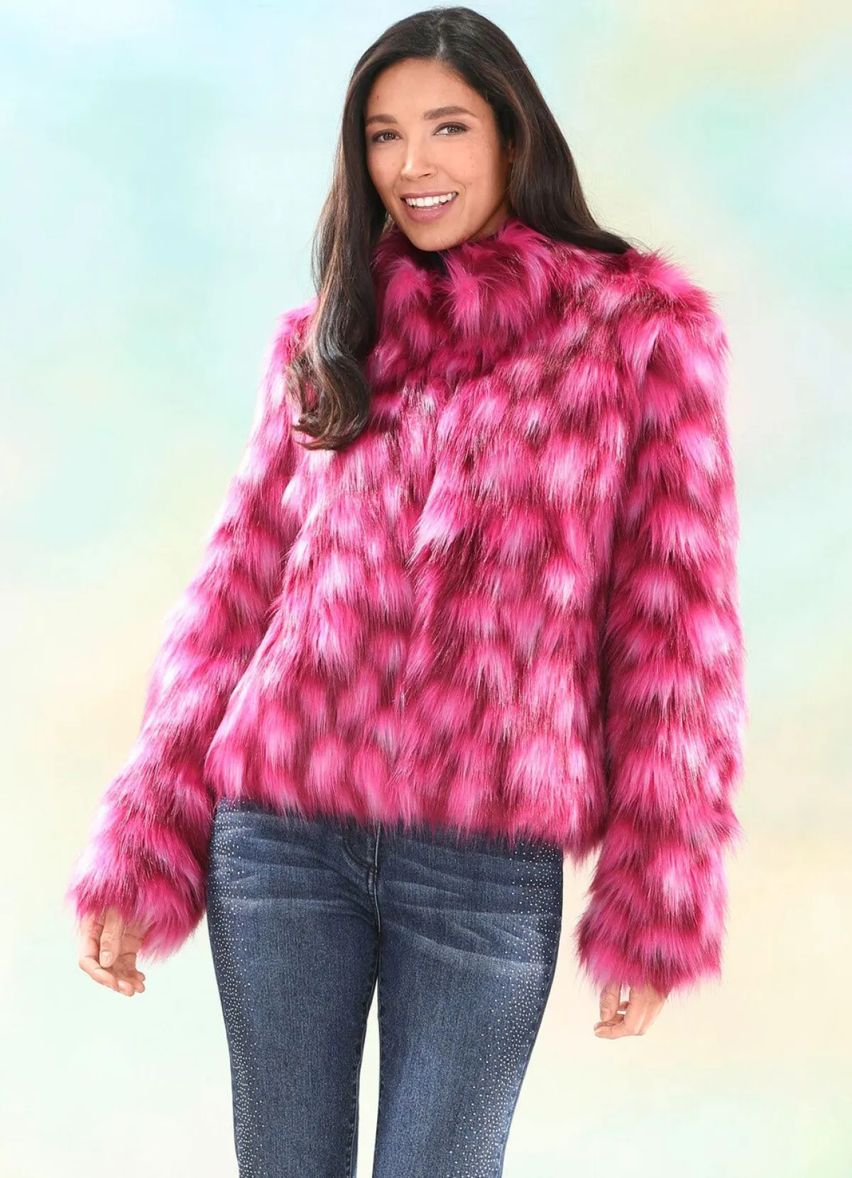 Outlet BADER Kurzjacke mit hohem Kuschelfaktor PINK-BEERE-CREME