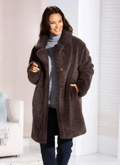 Discount BADER Kurzmantel aus Teddyplüsch BRAUN