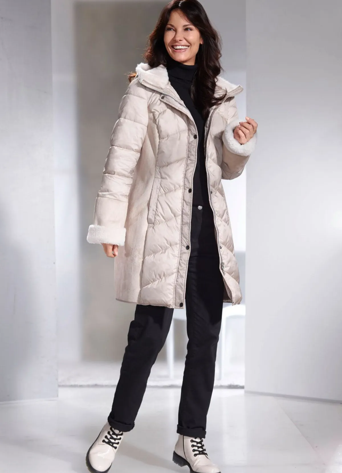 Best BADER Kurzmantel in aktuellem Materialmix BEIGE