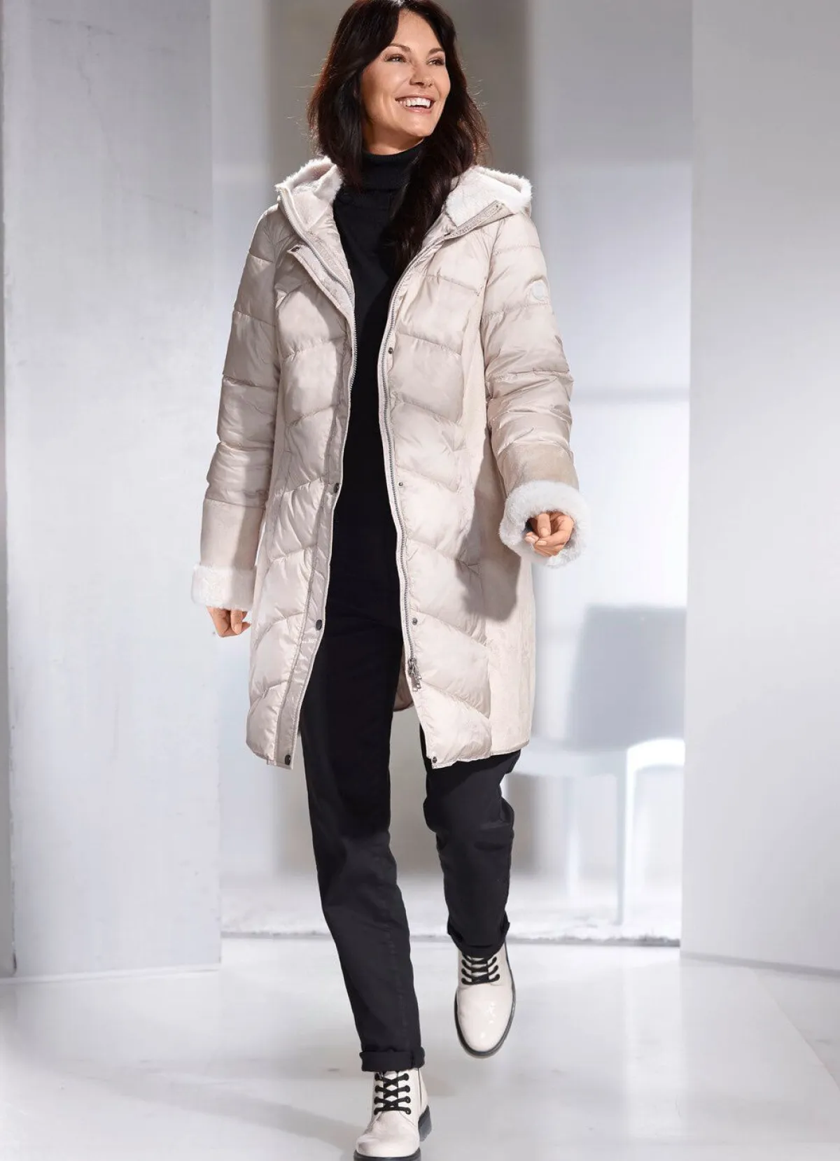 Best BADER Kurzmantel in aktuellem Materialmix BEIGE