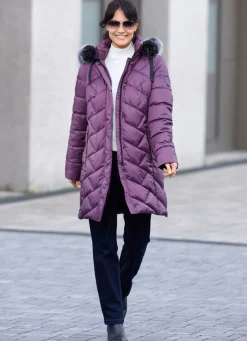 Discount BADER Kurzmantel mit abnehmbarem Kunstpelz-Besatz PURPLE