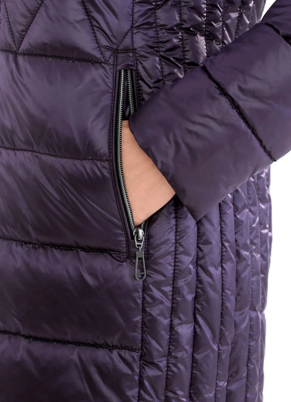 Best BADER Kurzmantel mit Längssteppung seitlich AUBERGINE