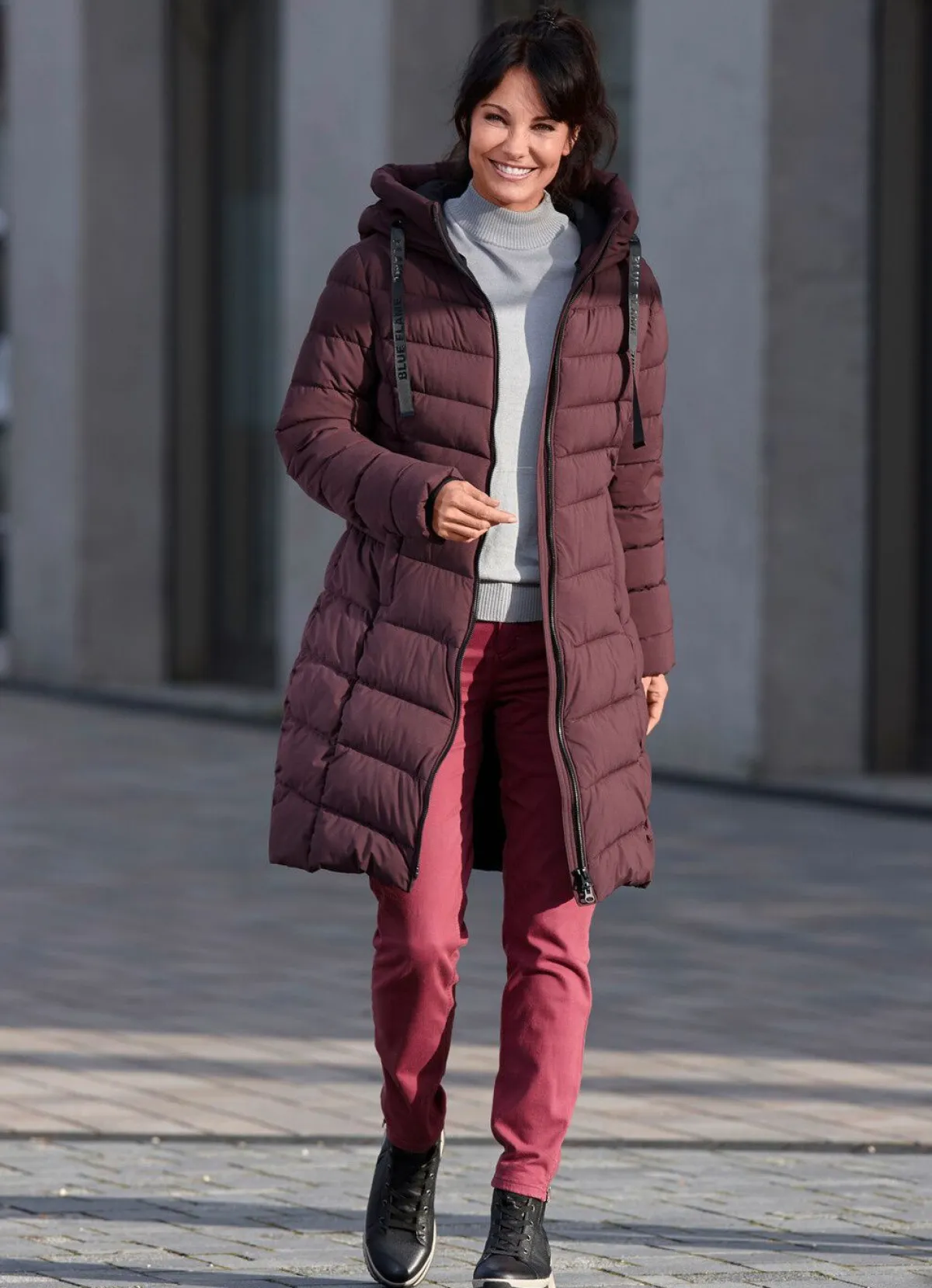 Hot BADER Kurzmantel mit 2-Wege-Zipper AUBERGINE
