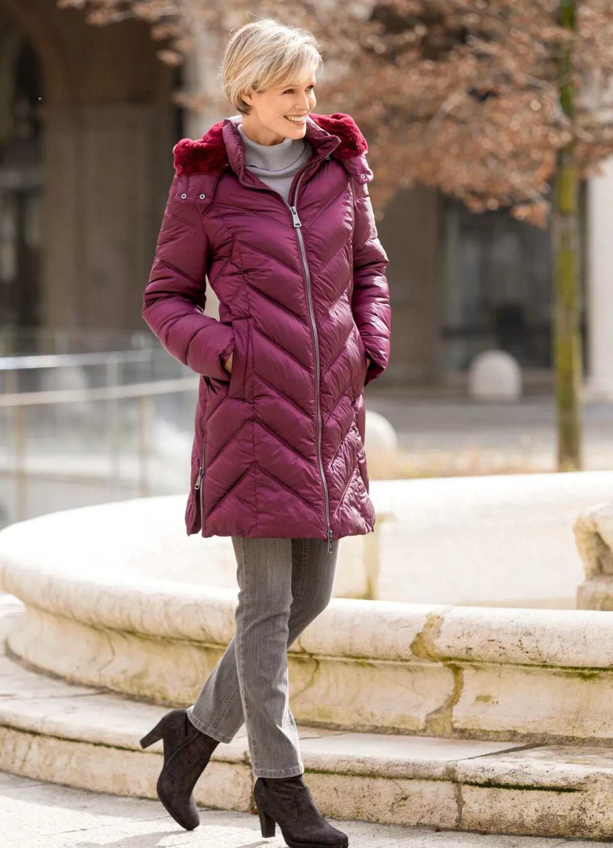 Hot BADER Kurzmantel mit Zickzack-Stepp MAGENTA